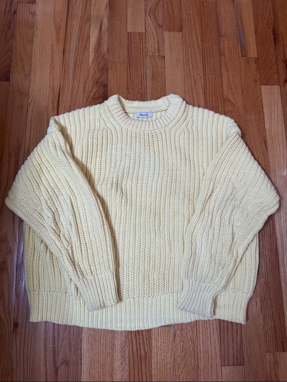 Madewell Pale Yellow Ribbed Chunky Knit Sweater